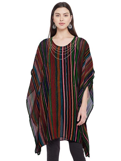 round neck striped kaftan tunic - 18275142 - Very Small Image - 1