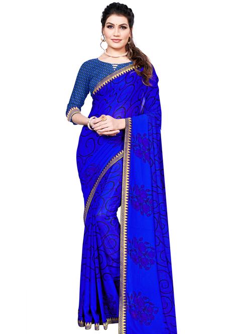 floral printed saree with blouse - 18275991 - Very Small Image - 1