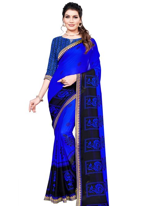 floral printed saree with blouse - 18275993 - Very Small Image - 1