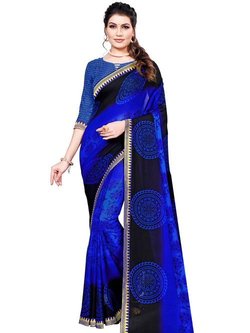 floral printed saree with blouse - 18275997 - Very Small Image - 1