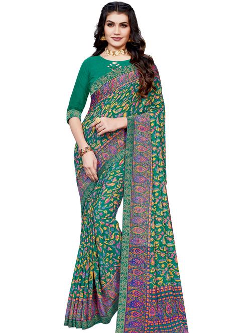 floral printed saree with blouse - 18276000 - Very Small Image - 1