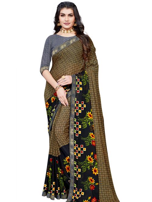 floral printed saree with blouse - 18276005 - Very Small Image - 1
