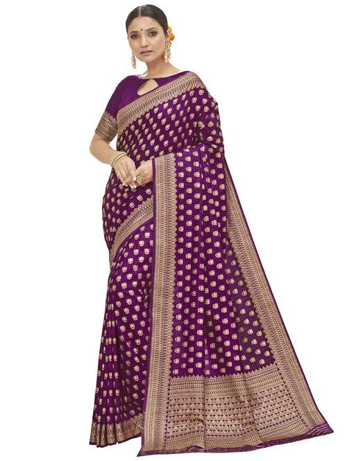 purple silk saree with blouse - 18276044 - Very Small Image - 1