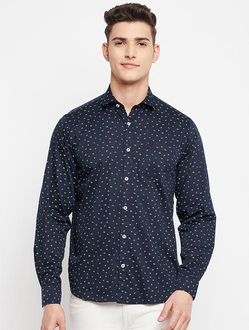 navy blue printed casual shirt - 18276056 - Very Small Image - 1