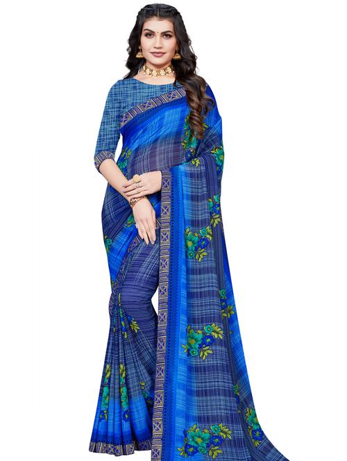 floral printed saree with blouse - 18276132 - Very Small Image - 1
