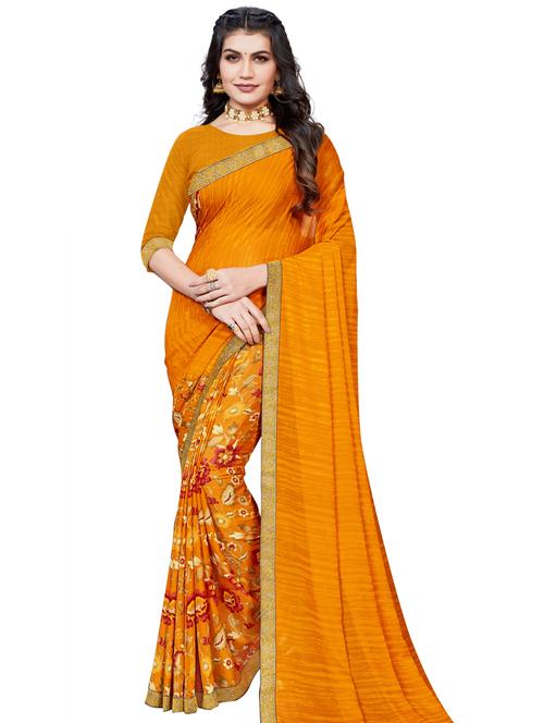 floral printed saree with blouse - 18276141 - Very Small Image - 1