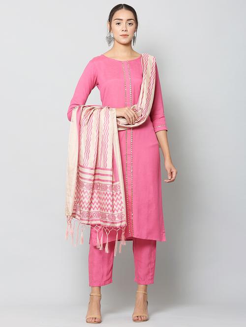 pink rayon suit set - 18276350 - Very Small Image - 1