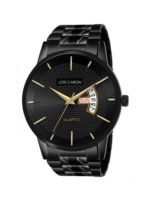 lois caron lcs-8530 original ultra slim black plated day & date functioning - 18276714 - Very Small Image - 1