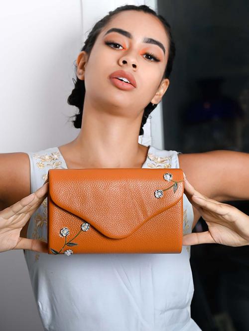 brown solid regular sling bag - 18278143 - Very Small Image - 1