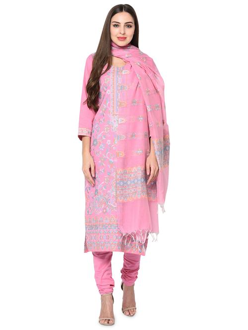 pink cotton unstitched suit - 18278325 - Very Small Image - 1