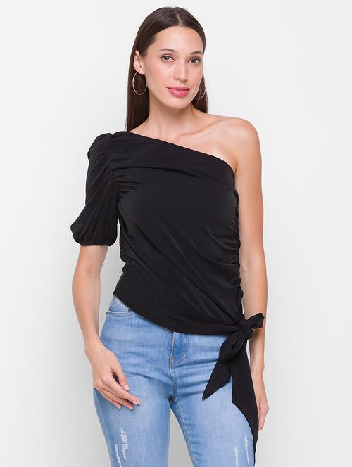 asymmetric neck solid regular top - 18278583 - Very Small Image - 1