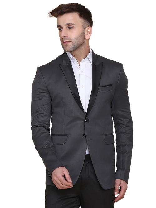 grey solid formal blazer - 18280824 - Very Small Image - 1