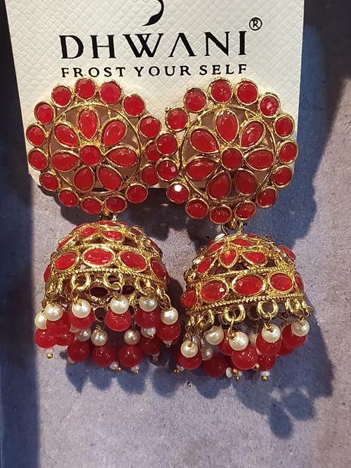 earrings for women red color - 18280849 - Very Small Image - 1