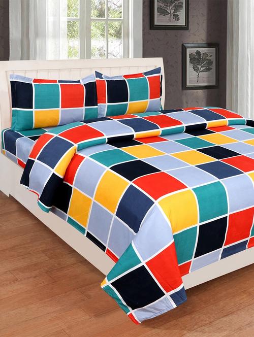 luxurivo home – super soft 144 tc 100% glace cotton double bedsheet with 2 contrast pillow covers - 18280877 - Very Small Image - 1