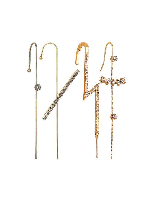pack of 4 stunning gold plated zircon studded and thunderbolt ear cuff - 18280950 - Very Small Image - 1