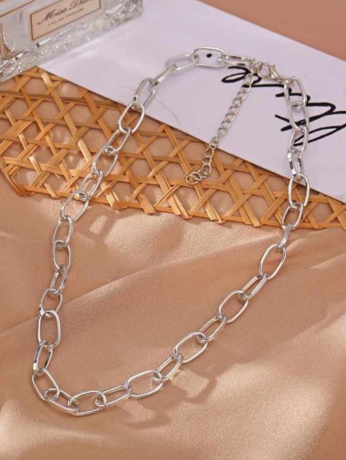 charming silver plated chain-link chunky necklace - 18281013 - Very Small Image - 1