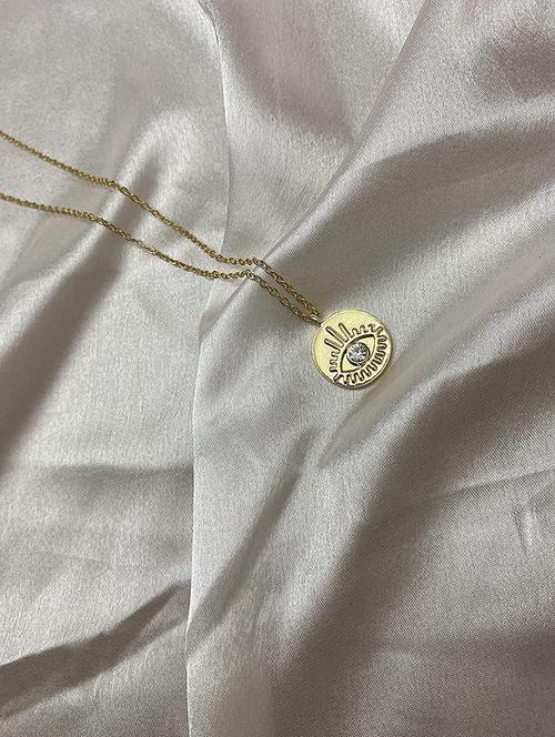 the vine girl gorgeous gold plated round evil eye pendant necklace - 18281032 - Very Small Image - 1