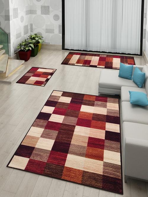 athom living checkmat premium anti slip printed doormat, runner & carpet set - 18281166 - Very Small Image - 1