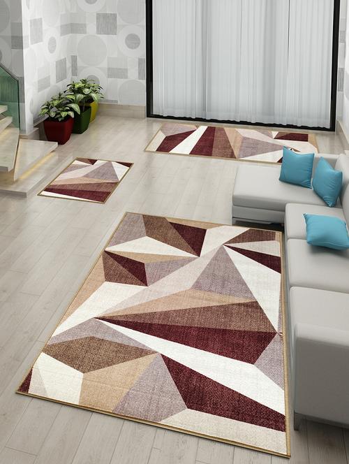 athom living distressed beige premium anti slip printed doormat, runner & carpet set - 18281186 - Very Small Image - 1