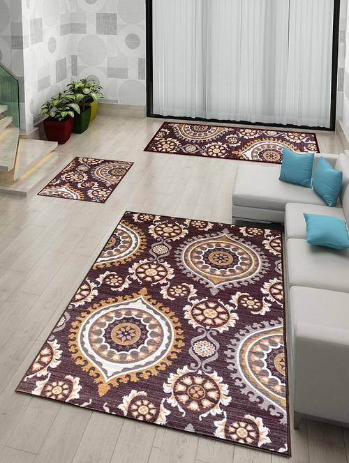 athom living persian brown premium anti slip printed doormat, runner & carpet set - 18281191 - Very Small Image - 1