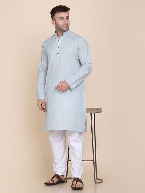 light-blue melange ethnic wear set - 18281443 - Very Small Image - 1