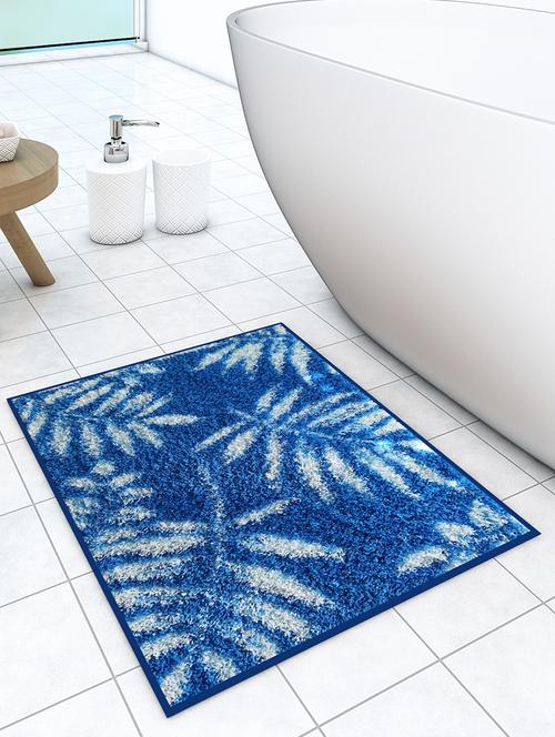 athom living easy home blue leaf designer soft anti slip bath mat 38x58 cm - 18281608 - Very Small Image - 1