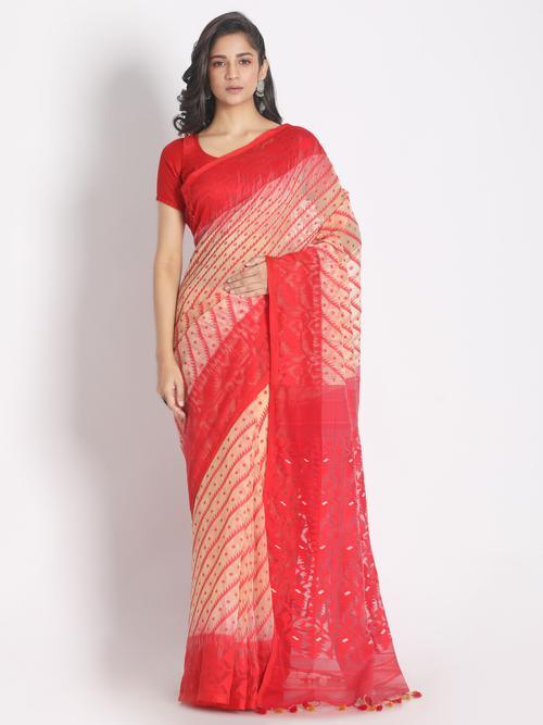 this beige jamdani saree by angoshobha - 18281829 - Very Small Image - 1