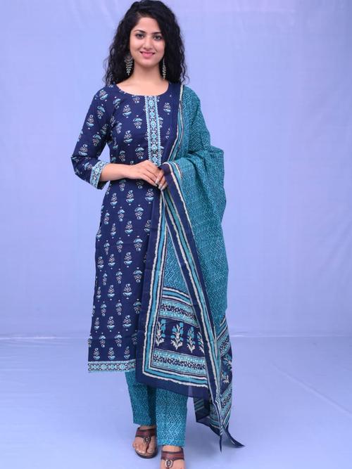 cotton kurta with dupatta and pant - 18283397 - Very Small Image - 1