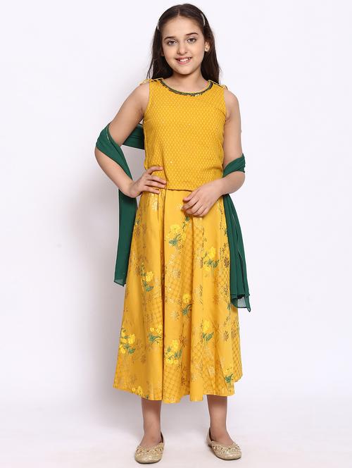 yellow printed skirt top set - 18283886 - Very Small Image - 1
