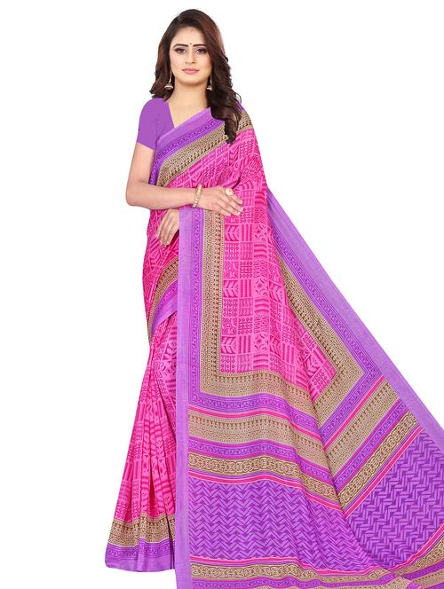 pink cotton printed saree - 18283909 - Very Small Image - 1