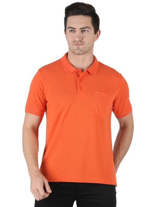orange solid polo t-shirt - 18284035 - Very Small Image - 1