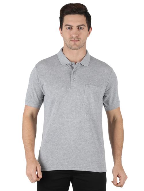 grey solid polo t-shirt - 18284053 - Very Small Image - 1