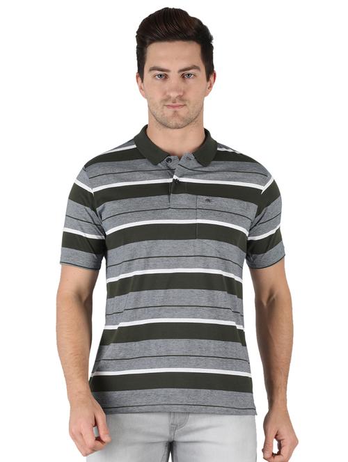 olive green striped polo t-shirt - 18284105 - Very Small Image - 1