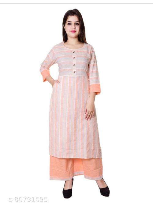 ladies cotton kurta set orange color - 18284171 - Very Small Image - 1