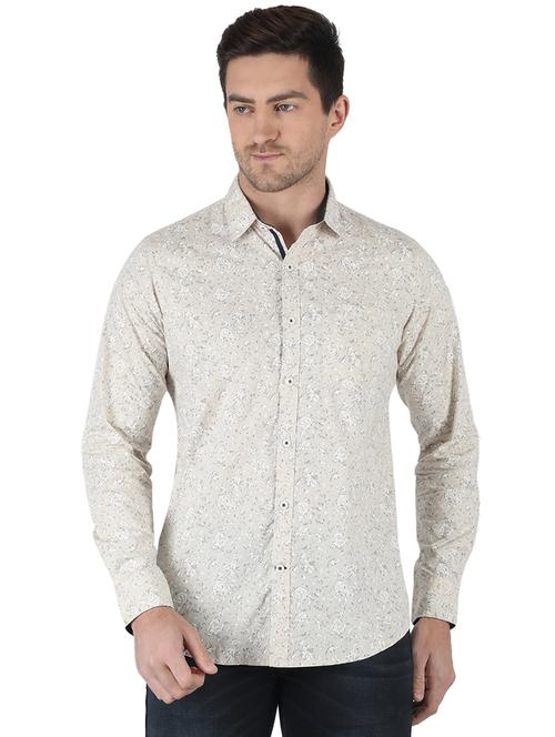 beige printed casual shirt - 18284185 - Very Small Image - 1