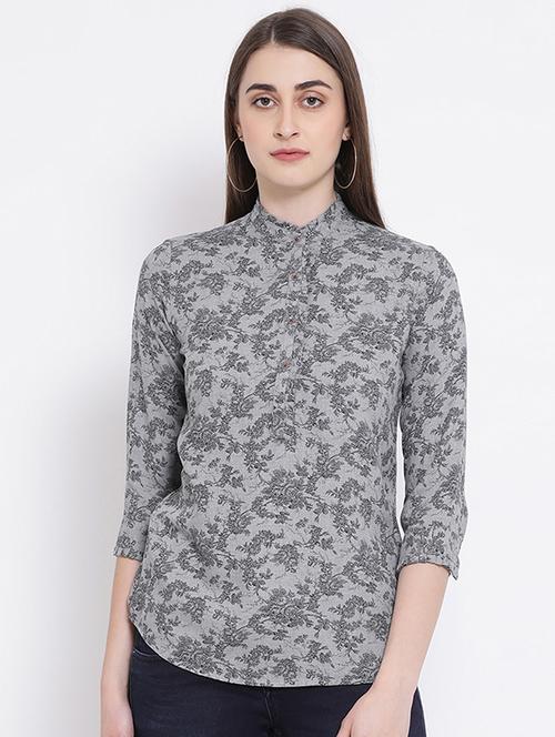 grey printed regular shirt - 18284257 - Very Small Image - 1