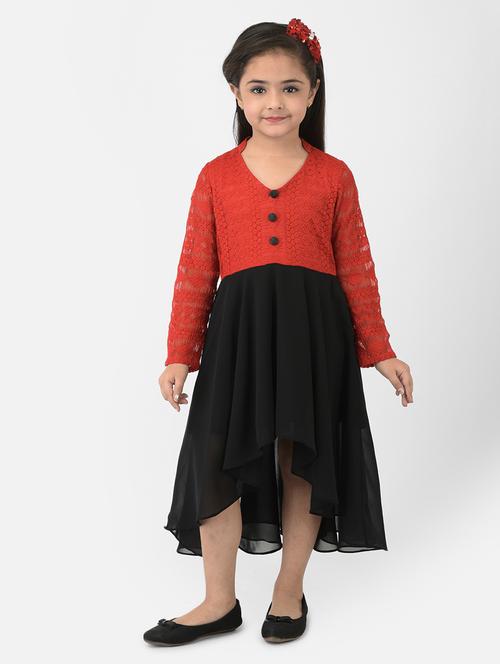 red color block frock - 18284290 - Very Small Image - 1