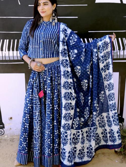cotton bagru printed designer top and - 18284486 - Very Small Image - 1