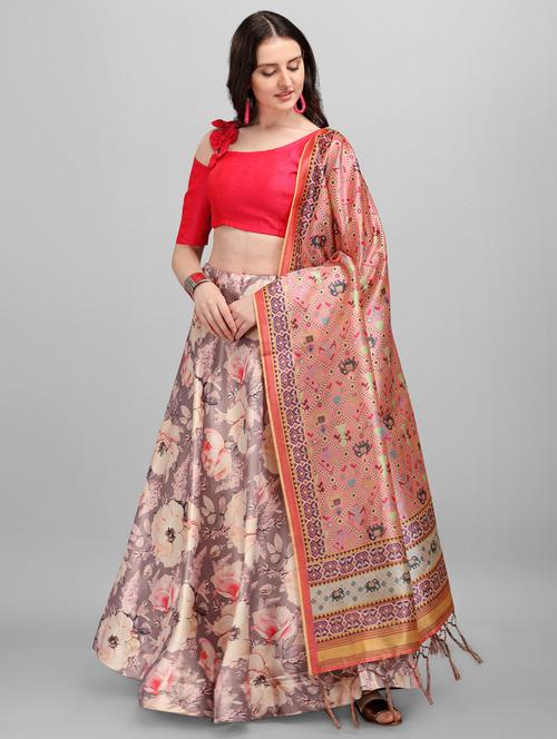 grey printed flared lehenga - 18284688 - Very Small Image - 1