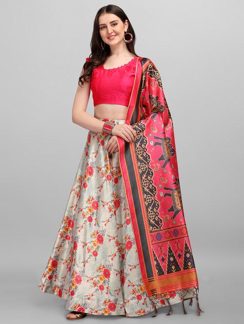 grey printed flared lehenga - 18284691 - Very Small Image - 1