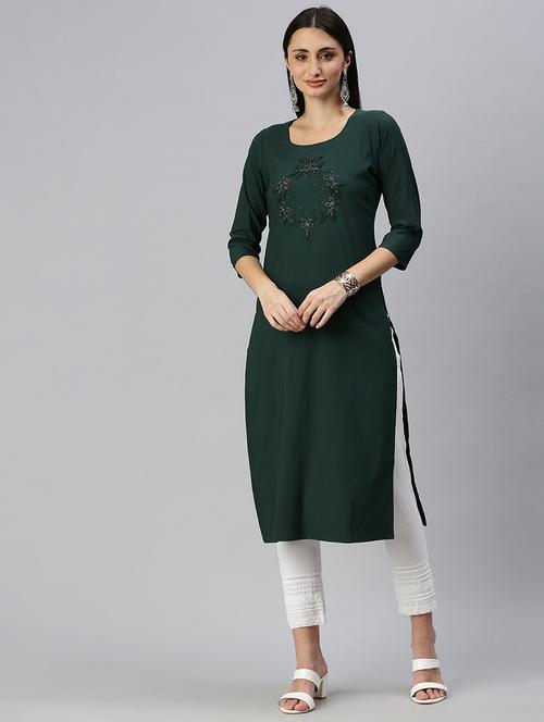 embroidered straight kurta - 18284960 - Very Small Image - 1