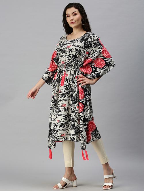 off-white printed kaftan kurta - 18285008 - Very Small Image - 1