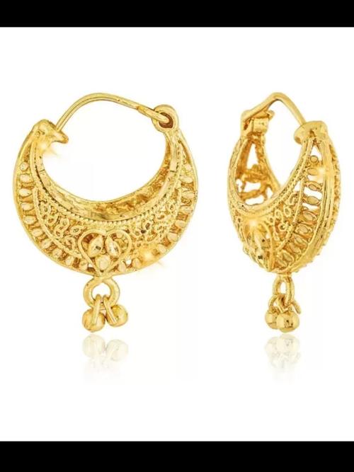 ladies metal earrings gold color - 18285053 - Very Small Image - 1
