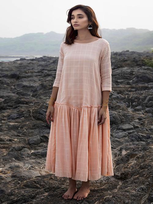 round neck checkered fit & flare dress - 18285070 - Very Small Image - 1