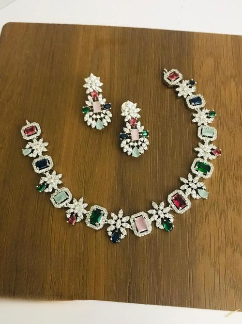 cz stone necklace and earings combo - 18285288 - Very Small Image - 1