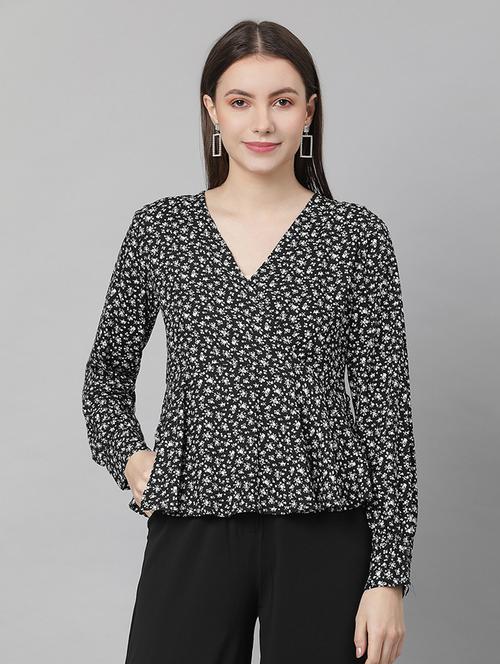 v-neck floral regular top - 18285313 - Very Small Image - 1