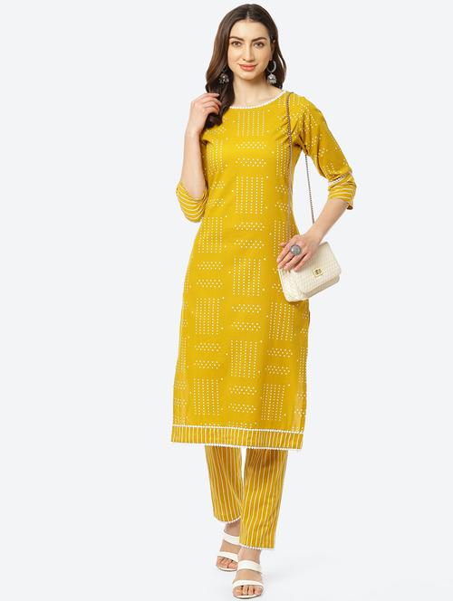 yellow cotton kurta pant set - 18285325 - Very Small Image - 1
