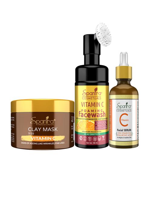 spantra ultimate skin brightening combo kit - face wash + clay mask + serum unisex (pack of 3) - 18285925 - Very Small Image - 1