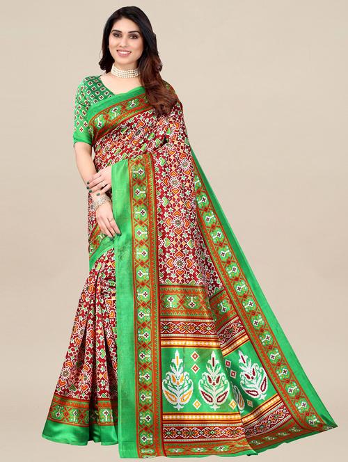 purple silk blend pochampalli saree - 18286001 - Very Small Image - 1