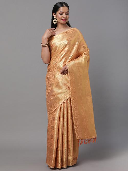 pink silk blend kanjivaram saree with blouse - 18286089 - Very Small Image - 1